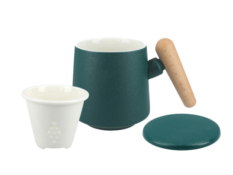 Zestaw kubek z zaparzaczem do herbaty ceramika zielony