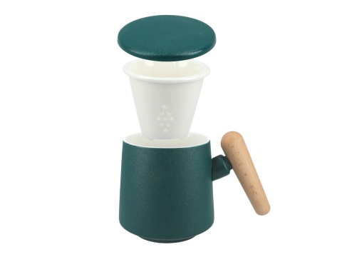 Zestaw kubek z zaparzaczem do herbaty ceramika zielony