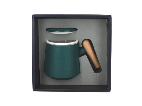 Zestaw kubek z zaparzaczem do herbaty ceramika zielony