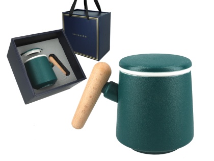 Zestaw kubek z zaparzaczem do herbaty ceramika zielony