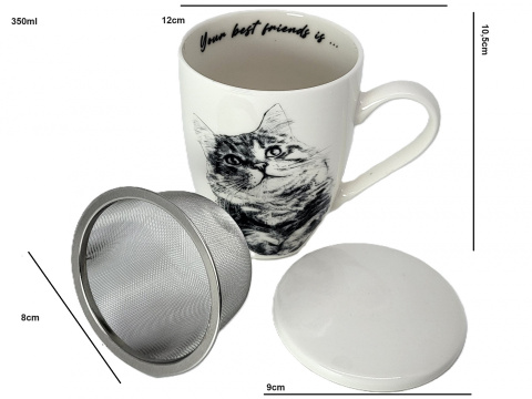 Zestaw kubek sitko do ziół Queen Isabell kot syberyjski