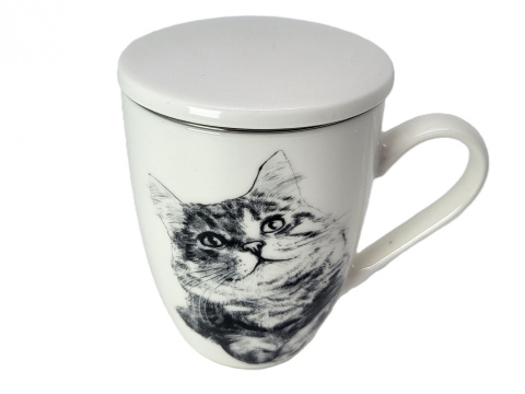 Zestaw kubek sitko do ziół Queen Isabell kot syberyjski