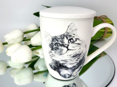 Zestaw kubek sitko do ziół Queen Isabell kot syberyjski