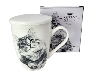 Zestaw kubek sitko do ziół Queen Isabell kot syberyjski