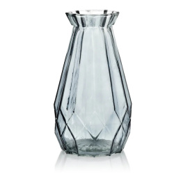 Szklany wazon 25 cm na urodziny Serenite szary geometryczny