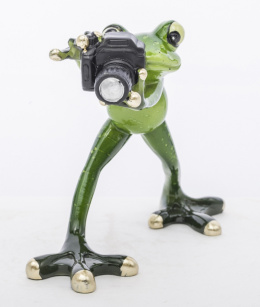 Figurka na szafkę żaba fotograf na prezent aparat ozdoba