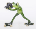 Figurka na szafkę żaba fotograf na prezent aparat ozdoba