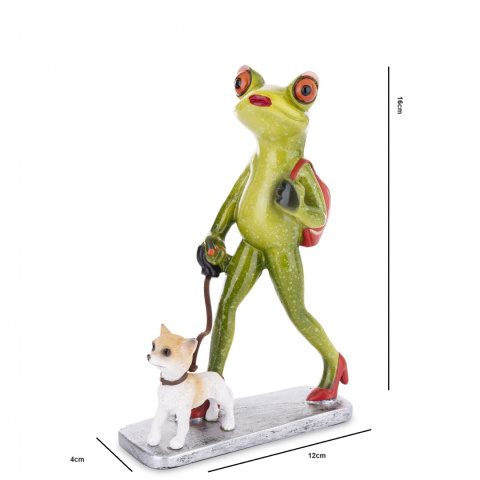 Ozdobna figurka na biurko żaba z psem na prezent pies