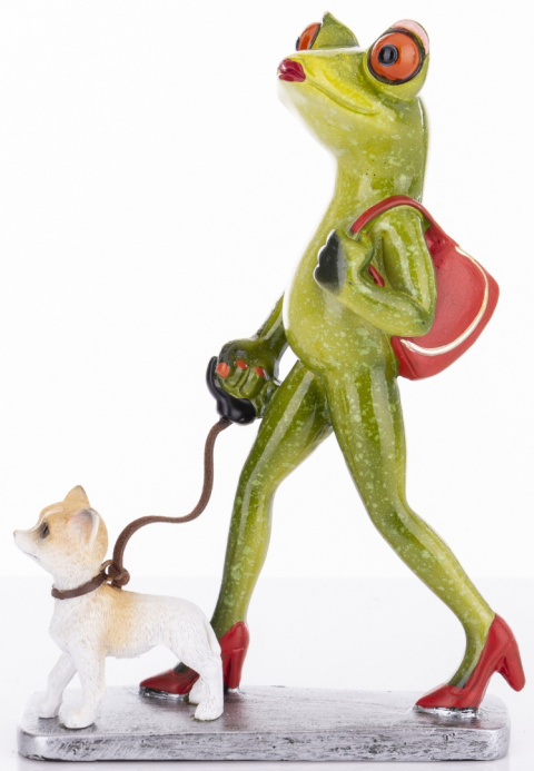 Ozdobna figurka na biurko żaba z psem na prezent pies