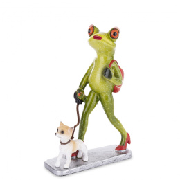 Ozdobna figurka na biurko żaba z psem na prezent pies