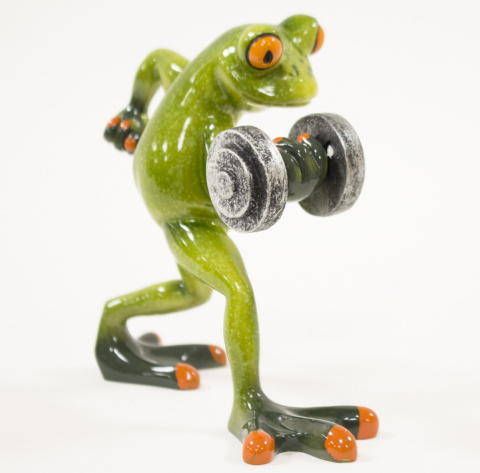 Figurka na biurko żaba siłacz na urodziny kulturysta