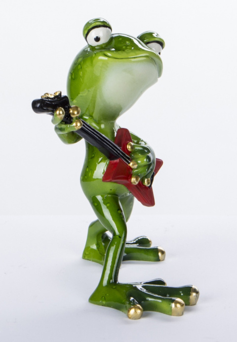 Figurka muzyk żaba z gitarą na prezent gitarzysta ozdoba