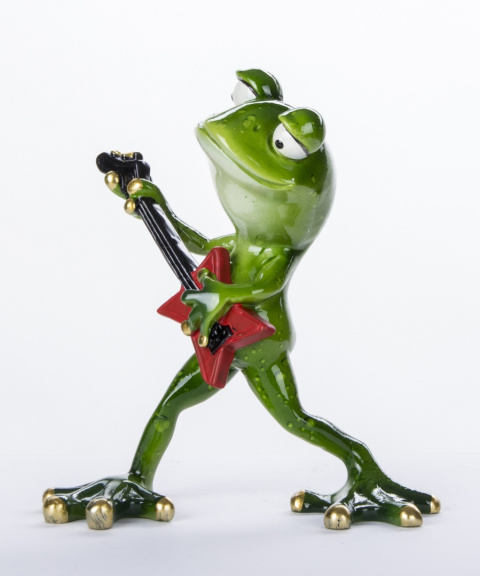 Figurka muzyk żaba z gitarą na prezent gitarzysta ozdoba