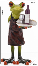 Dekoracyjna figurka na biurko żaba kelner na urodziny