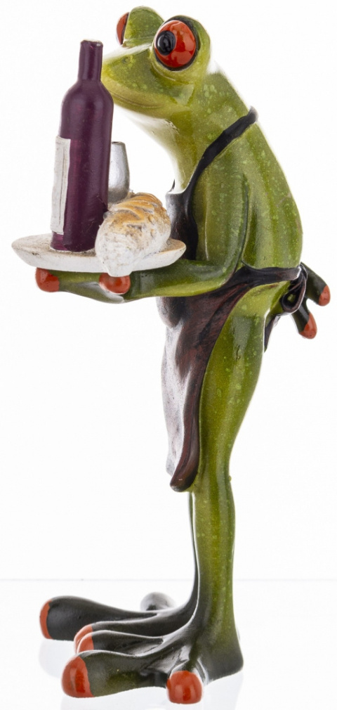 Dekoracyjna figurka na biurko żaba kelner na urodziny