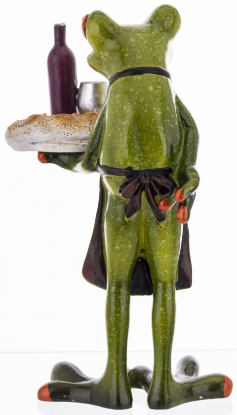 Dekoracyjna figurka na biurko żaba kelner na urodziny