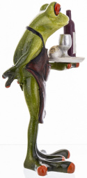 Dekoracyjna figurka na biurko żaba kelner na urodziny