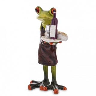 Dekoracyjna figurka na biurko żaba kelner na urodziny