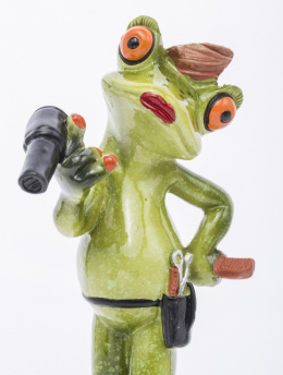 Dekoracyjna figurka na biurko żaba fryzjerka na prezent