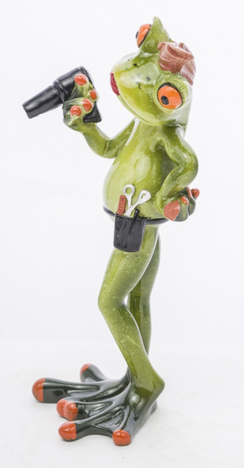 Dekoracyjna figurka na biurko żaba fryzjerka na prezent