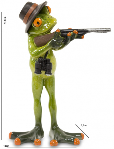 Dekoracyjna figurka na biurko żaba myśliwy na prezent