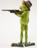 Dekoracyjna figurka na biurko żaba myśliwy na prezent