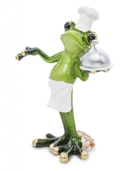 Dekoracyjna figurka na biurko żaba kucharz na prezent