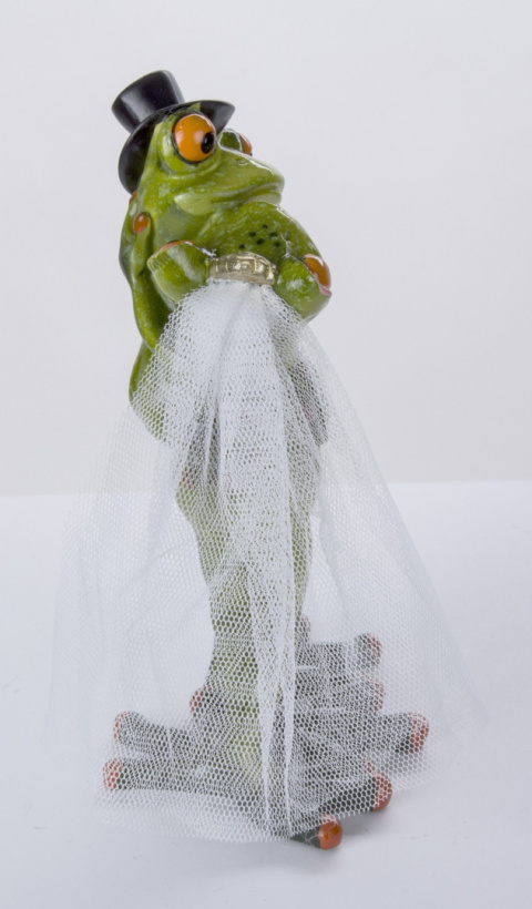 Dekoracyjna figurka żaba młoda para na ślub ozdoba żabki