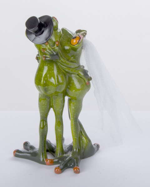 Dekoracyjna figurka żaba młoda para na ślub ozdoba żabki