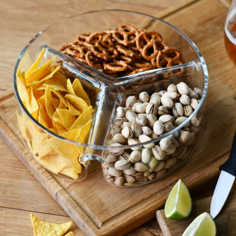 Szklana salaterka trójdzielna na przekąski Krosno Glamour