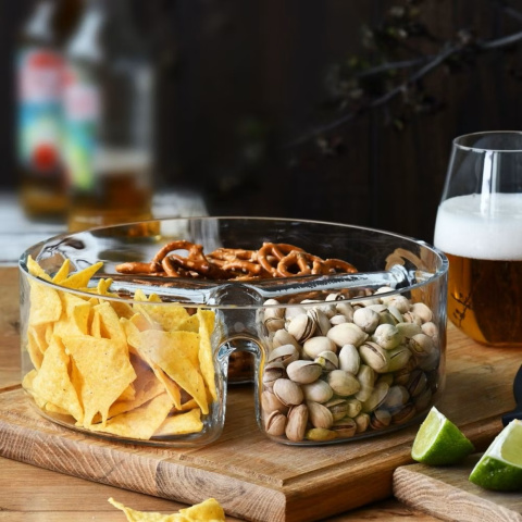 Szklana salaterka trójdzielna na przekąski Krosno Glamour