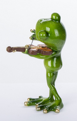 Ozdobna figurka muzyk żaba ze skrzypcami na urodziny