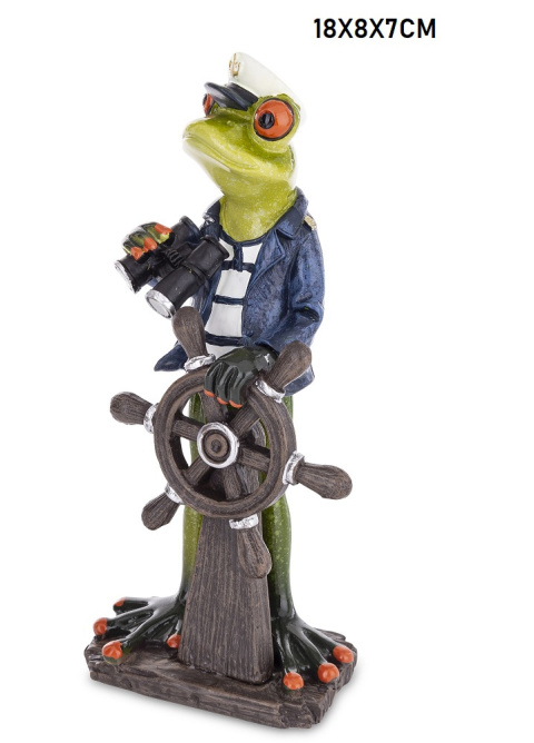 Figurka na szafkę żaba marynarz na urodziny ster ozdoba