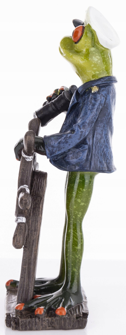 Figurka na szafkę żaba marynarz na urodziny ster ozdoba