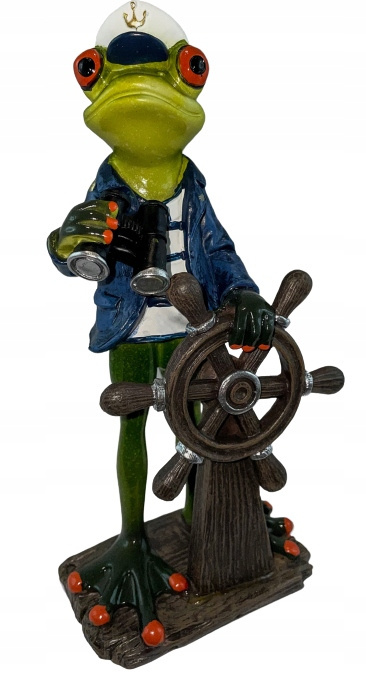 Figurka na szafkę żaba marynarz na urodziny ster ozdoba