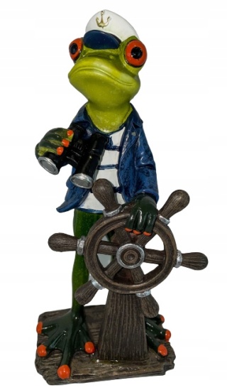 Figurka na szafkę żaba marynarz na urodziny ster ozdoba