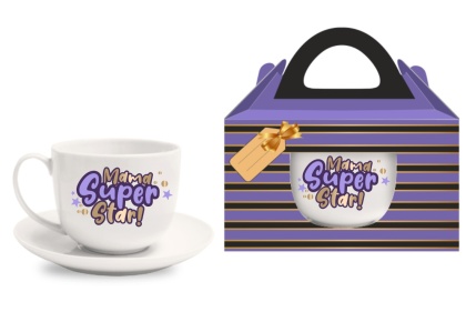 Filiżanka spodek Dzień Matki mama super star na prezent