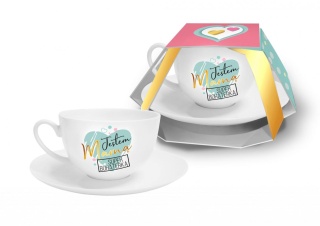 Filiżanka ze spodkiem dla Mamy Jestem Mamą na prezent