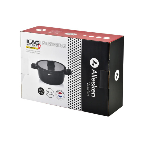 Garnek 2,2 l pokrywka szklana Allesken indukcja Valerian