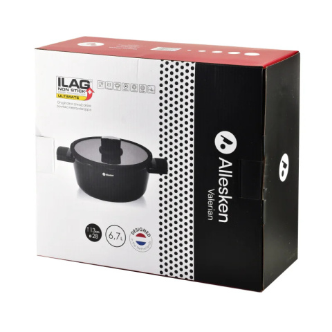 Garnek 6,7 l pokrywka szklana Allesken indukcja Valerian