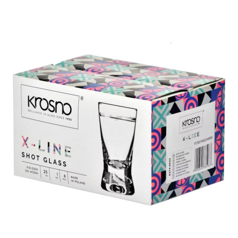 Kieliszki do wódki X-line prezent Krosno zestaw 6 szt 25ml