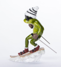Ozdobna figurka na biurko żaba narciarz na szczęście