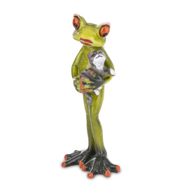 Ozdobna figurka na biurko żaba z kotem na prezent kot