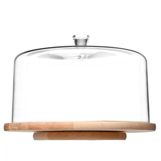 Drewniana patera obrotowa z kloszem na ciasto Krosno Glamour