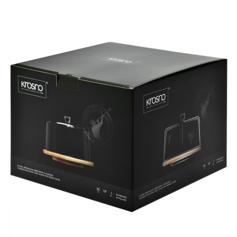 Drewniana patera obrotowa z kloszem na ciasto Krosno Glamour