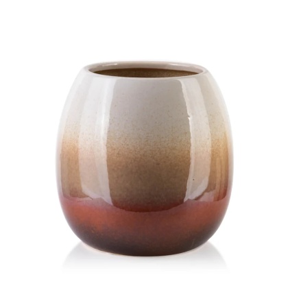 Wazon na kwiaty 19 cm ozdoba Yanda beż brąz ceramika