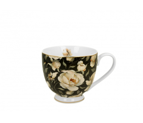 Duży kubek na stopce w pudełku roses black jumbo golden line