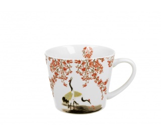 Duży kubek prosty na prezent sakura i żurawie Japonia duo