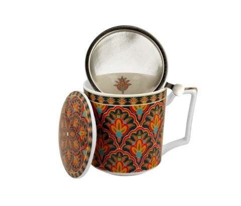 Komplet kubek z filtrem do herbaty ziół festum kwiaty geo