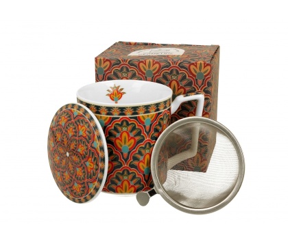 Komplet kubek z filtrem do herbaty ziół festum kwiaty geo